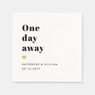 One Day Away Gold Heart Wedding Rehearsal Dinner Napkin