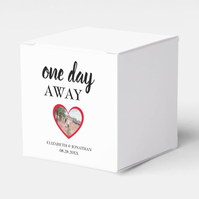 One Day Away Heart Photo Rehearsal Dinner Favour Box (Front Side)