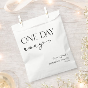 One Day Away Minimal Wedding Rehearsal Dinner Favour Bags