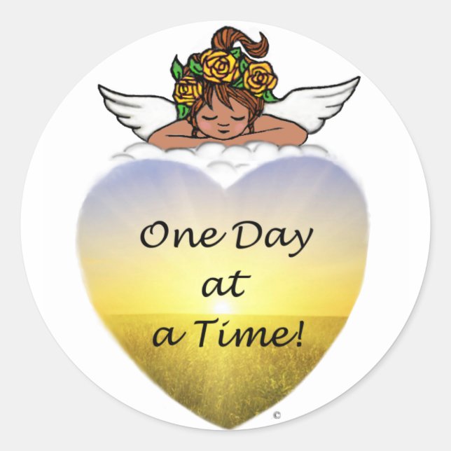 One Day Ethnic Angel Classic Round Sticker (Front)