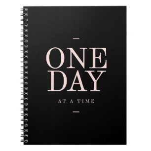 One Day- Goals Motivational Quote Black Notebook
