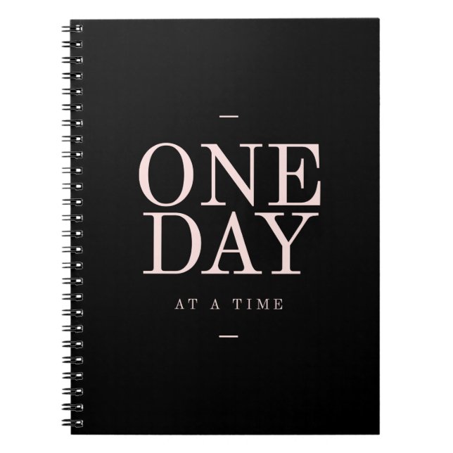 One Day- Goals Motivational Quote Black Notebook (Front)