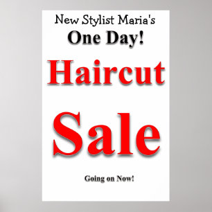 One Day Haircut Sale Beauty Salon Poster