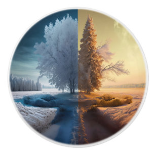 One day in winter ceramic knob