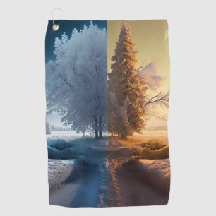 One day in winter golf towel