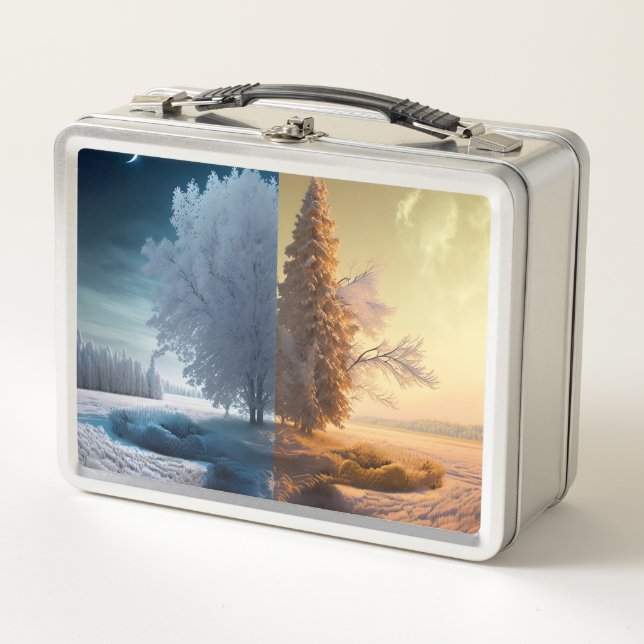 One day in winter metal lunch box (Front)