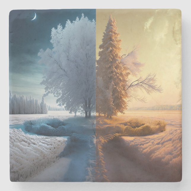 One day in winter stone coaster (Front)
