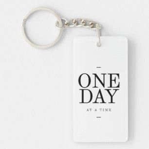 One Day Inspiring Quote White Black Gifts Key Ring