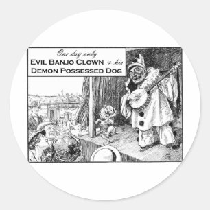One Day Only: Evil Banjo Clown Classic Round Sticker