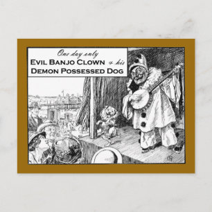 One Day Only: Evil Banjo Clown Postcard