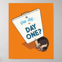One Day Or Day One? Motivational Hedgehog Cartoon