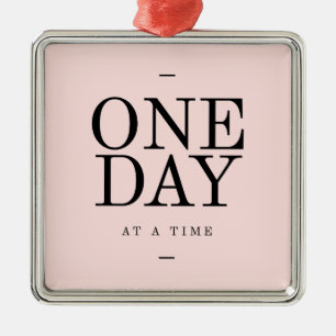 One Day Perseverance Quote Blush Pink Gift Metal Tree Decoration