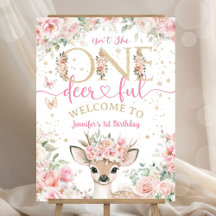 One-Deer-Ful 1st Birthday Girl Pink Welcome