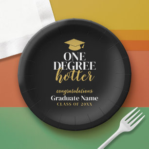 One Degree Hotter - Black Gold - Graduation Paper Plate