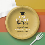 One Degree Hotter - Black Gold - Graduation Paper Plate<br><div class="desc">One Degree Hotter - A modern black and gold plate with a gold grad cap and bold text with a theme. A great graduation party decor addition to celebrate the graduate. Personalise with a name and date.</div>