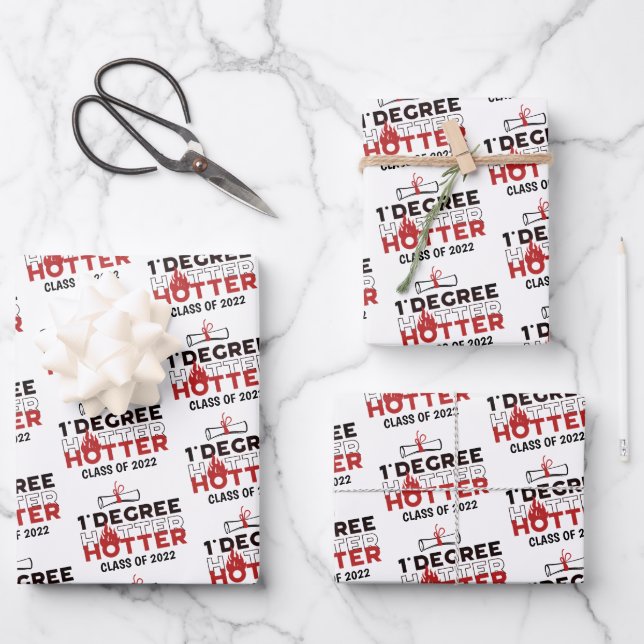 One Degree Hotter Funny Graduation Wrapping Paper Sheet (Front)
