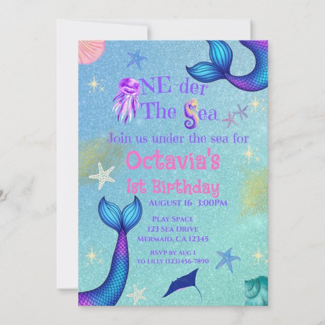 One-der the Sea Invitation | Mermaid Birthday (Front)