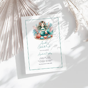 “One-der the Sea” Mermaid First Birthday Party Invitation