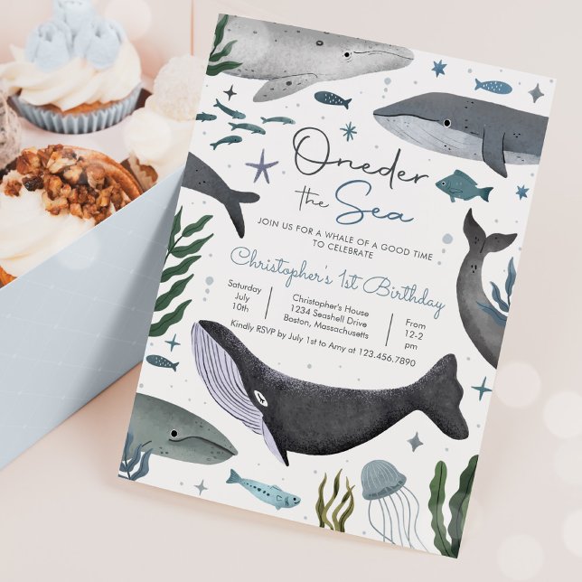 One-der the Sea Whale 1st Birthday Party  Invitation (Creator Uploaded)