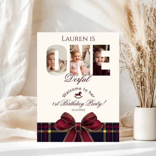 One Derful 1st BIrthday Preppy Plaid Welcome Poster (Creator Uploaded)