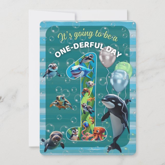 One-derful Day Rounded Corner Birthday Invitation (Front)