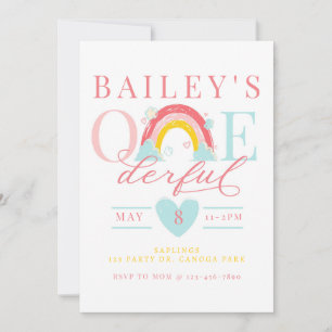 ONE derful, First birthday, Rainbow, ONE, Rainbow  Invitation
