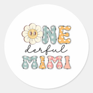 One Derful Mimi Daisy First Birthday Family Matchi Classic Round Sticker