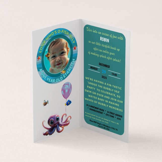 One-derful Party Custom Vertical Birthday Invite (Inside)
