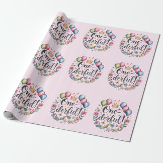 One-derful Watercolor Unicorn Birthday Wrapping Paper
