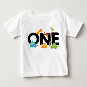 ONE Dinosaur First Birthday Boy T-Rex Baby T-Shirt