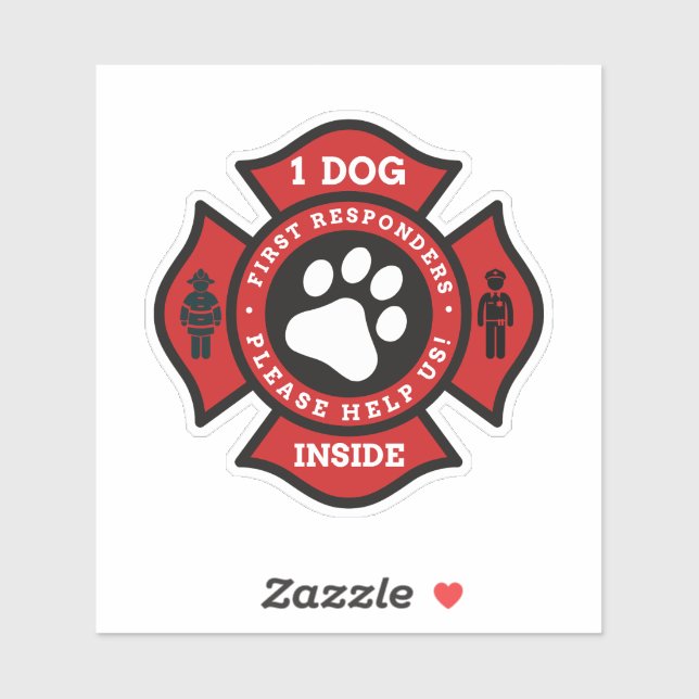 One Dog Inside Pet Alert Fire Department Warning (Sheet)