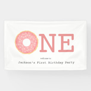 ONE Doughnut Pink Girl's First Birthday Banner