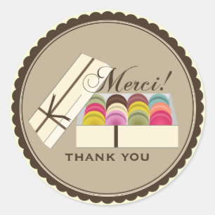 One Dozen French Macarons Merci Thank You Classic Round Sticker
