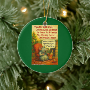 One Drunken' Mouse – Christmas Card Chaos Ceramic Tree Decoration