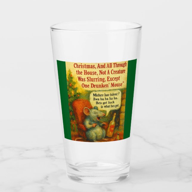 One Drunken' Mouse – Christmas Card Chaos Glass (Front)