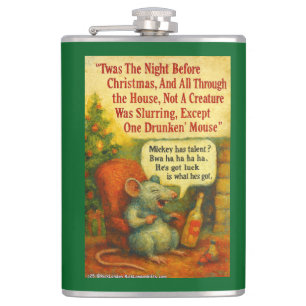 One Drunken' Mouse – Christmas Card Chaos Hip Flask