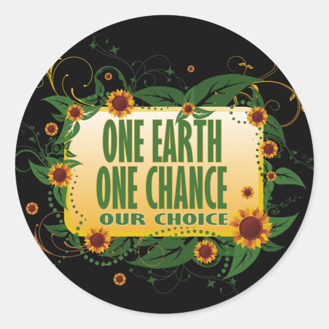 One Earth One Chance Classic Round Sticker (Front)