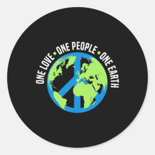 One Earth People Love Environment Planet Earth Day Classic Round Sticker