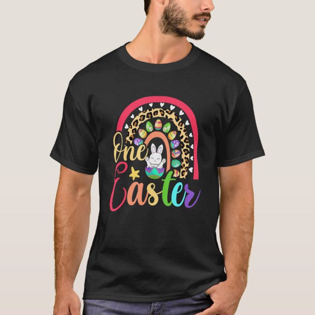 One Easter Bunny Face Leopard Rainbow Women Girl E T-Shirt (Front)
