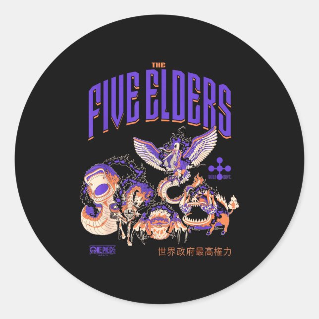 One Ece Anime The Five Elders Form Celestial Drago Classic Round Sticker (Front)