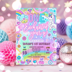 One Enchanted Year Fairytale Princess 1st Birthday Invitation