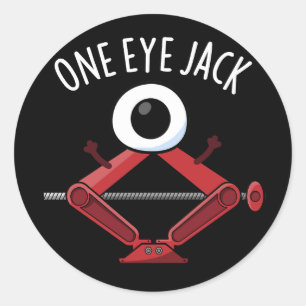 One Eye Jack Funny Car Jack Pun Dark BG Classic Round Sticker