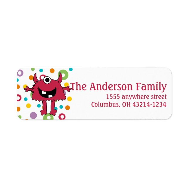 One Eye Red Alien Return Address Labels d1 (Front)