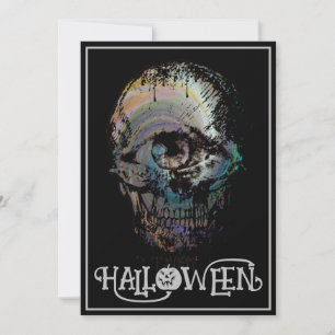 ONE EYE SKULL DEAD HALLOWEEN COSTUME PARTY INVITATION