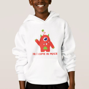One eyed alien orange & green peace kids t-shirt