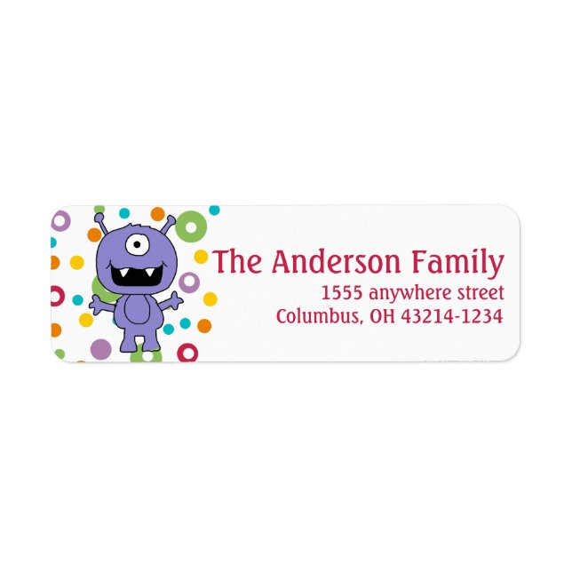 One Eyed Blue Alien Return Address Labels (Front)