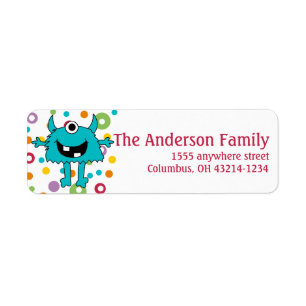 One Eyed Blue Alien Return Address Labels d2