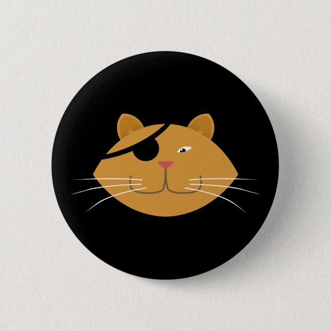 One eyed cat 6 cm round badge (Front)