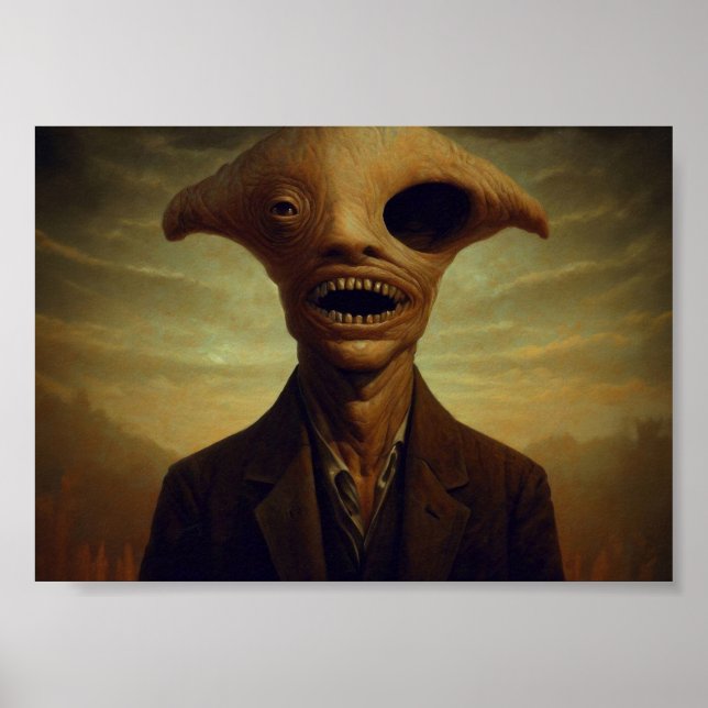 One Eyed Horror Creature Portrait Poster (Front)