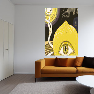 One eyed Lemon face AI Art Poster